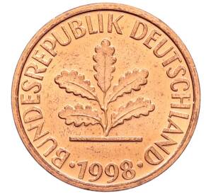 1 пфенниг 1998 года F Германия — Фото №1