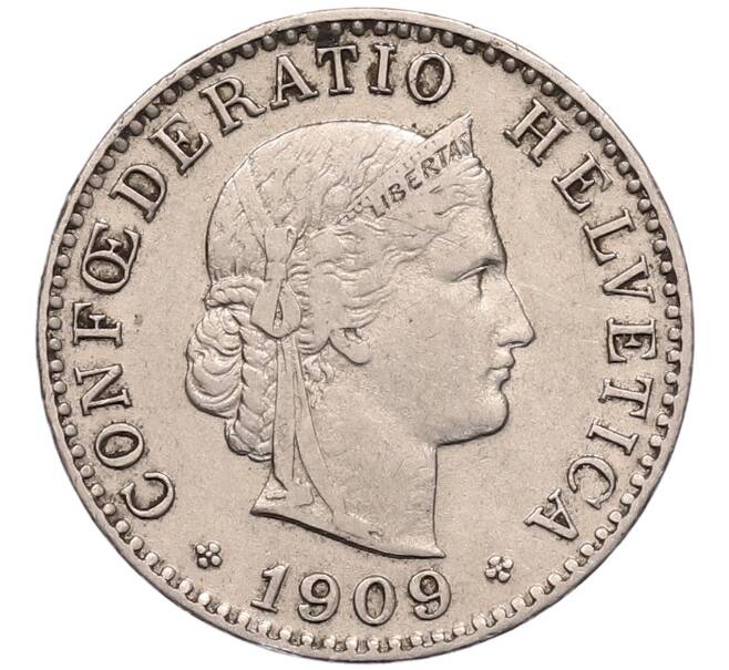 Монета 20 раппенов 1909 года Швейцария (Артикул: K12-51833) — Фото №1