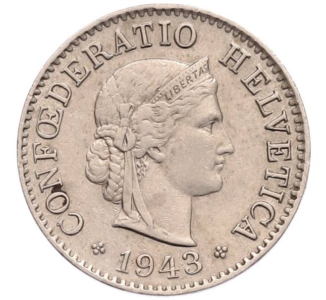 Монета 5 раппенов 1943 года Швейцария (Артикул: K12-51900) — Фото №1