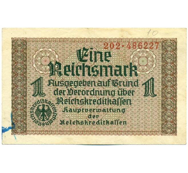 Банкнота 1 рейхсмарка 1939 года Германия (Для оккупированных территорий) (Артикул: K12-52030) — Фото №1