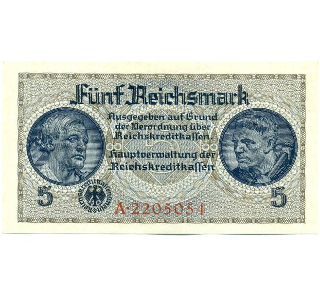 Банкнота 5 рейхсмарок 1940 года Германия (Для оккупированных территорий) (Артикул: K12-52032) — Фото №1