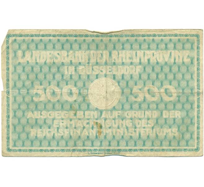 Банкнота 500 марок 1922 года Германия — Дюссельдорф (Нотгельд. Гроссгельд) (Артикул: K12-52075) — Фото №2