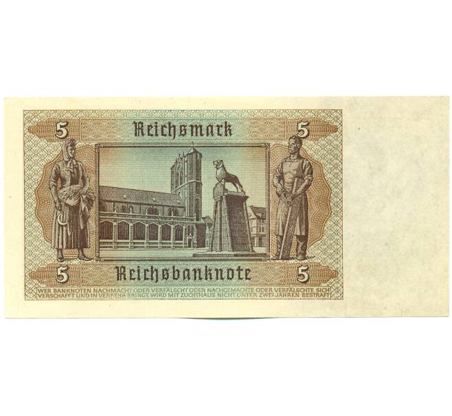 Банкнота 5 рейхсмарок 1942 года Германия (Артикул: K12-52087) — Фото №2