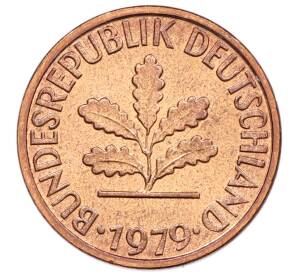 1 пфенниг 1979 года F Западная Германия (ФРГ) — Фото №1