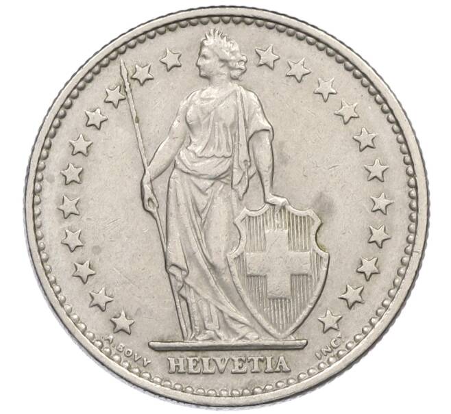 Монета 2 франка 1968 года Швейцария (Артикул: K12-52496) — Фото №2