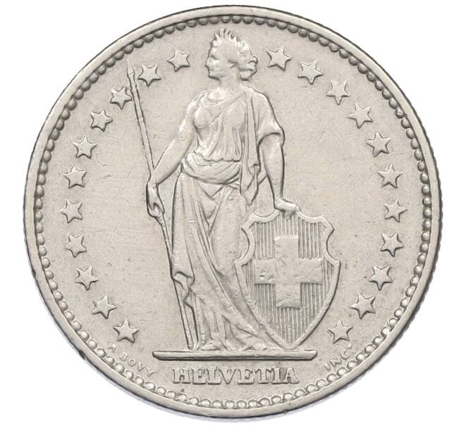 Монета 2 франка 1968 года Швейцария (Артикул: K12-52498) — Фото №2