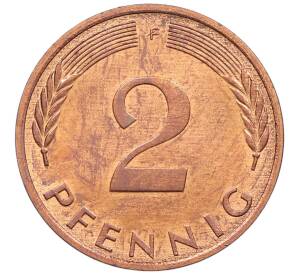 2 пфеннига 1975 года F Западная Германия (ФРГ) — Фото №2