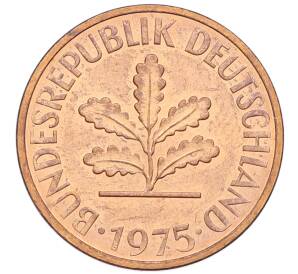 2 пфеннига 1975 года J Западная Германия (ФРГ) — Фото №1