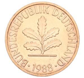 2 пфеннига 1988 года J Западная Германия (ФРГ) — Фото №1