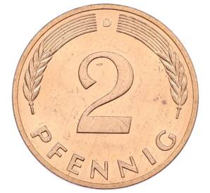 2 пфеннига 1984 года D Западная Германия (ФРГ) — Фото №2