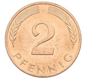 2 пфеннига 1986 года D Западная Германия (ФРГ) — Фото №2