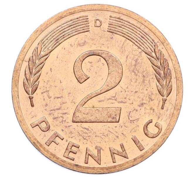 Монета 2 пфеннига 1976 года D Западная Германия (ФРГ) (Артикул: K12-53140) — Фото №2