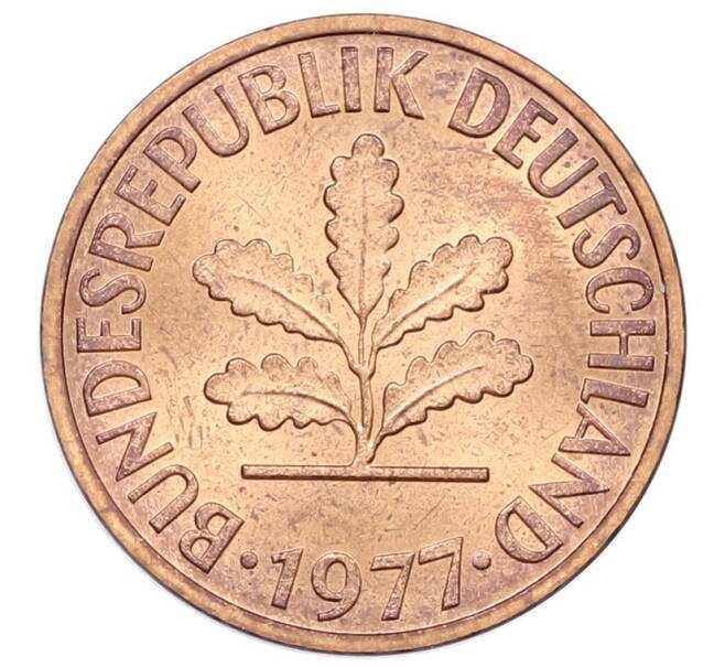 Монета 2 пфеннига 1977 года F Западная Германия (ФРГ) (Артикул: K12-53143) — Фото №1