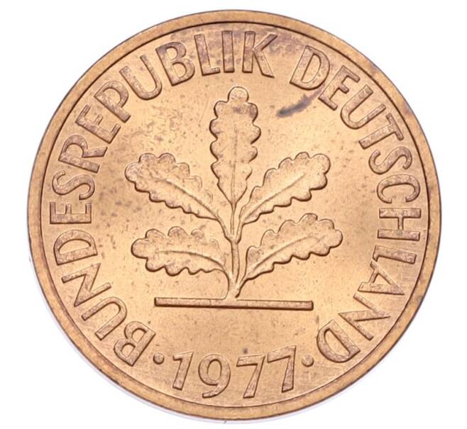 Монета 2 пфеннига 1977 года F Западная Германия (ФРГ) (Артикул: K12-53145) — Фото №1