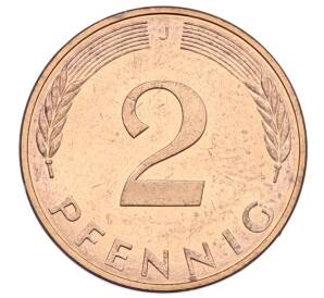 2 пфеннига 1977 года J Западная Германия (ФРГ) — Фото №2