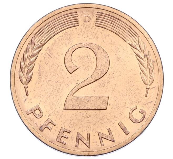 Монета 2 пфеннига 1977 года D Западная Германия (ФРГ) (Артикул: K12-53149) — Фото №2