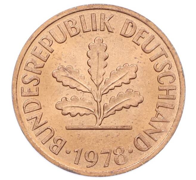 Монета 2 пфеннига 1978 года G Западная Германия (ФРГ) (Артикул: K12-53154) — Фото №1