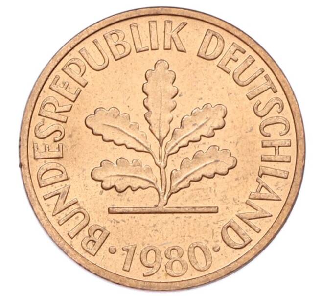 Монета 2 пфеннига 1980 года F Западная Германия (ФРГ) (Артикул: K12-53171) — Фото №1