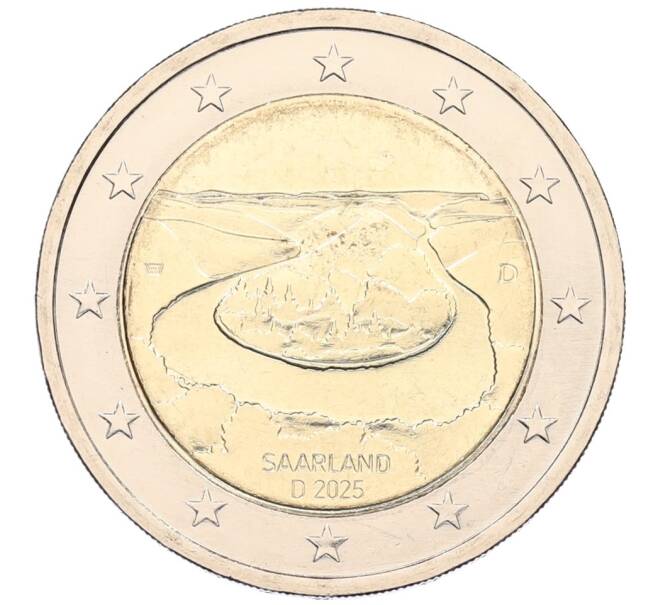 Монета 2 евро 2025 года D Германия «Федеральные земли Германии — Саар (Сааршляйфе)» (Артикул: M2-83473) — Фото №1
