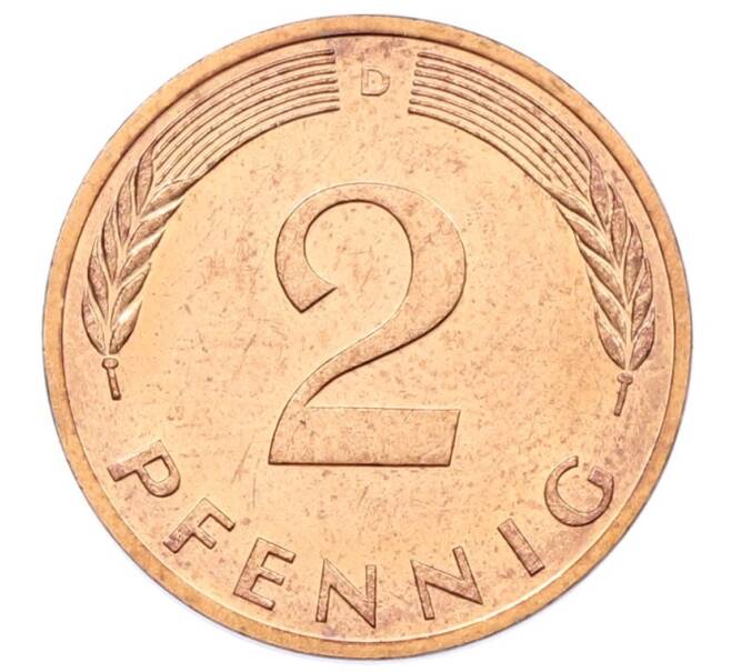 Монета 2 пфеннига 1985 года D Западная Германия (ФРГ) (Артикул: K12-53200) — Фото №2