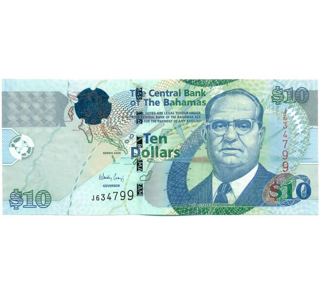 Банкнота 10 долларов 2009 года Багамские острова (Артикул: K12-53465) — Фото №1