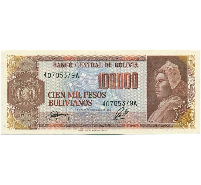 Банкнота 100000 песо 1984 года Боливия (Артикул: K12-53514) — Фото №1