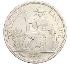 1 пиастр 1887 года Французский Индокитай — Фото №1