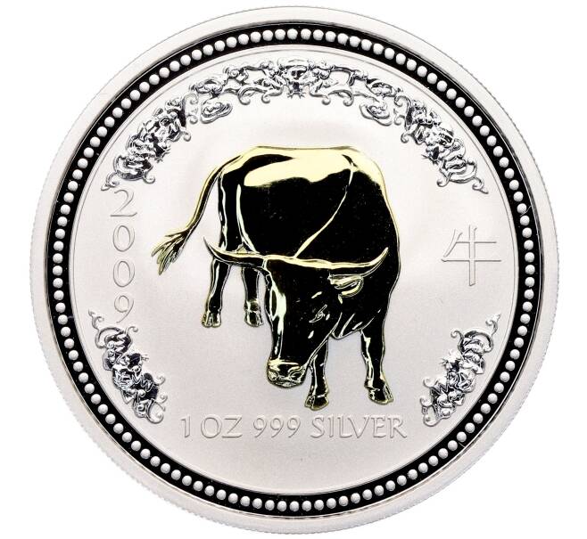 Монета 1 доллар 2007 года Австралия «Китайский гороскоп — Год быка» (Позолота) (Артикул: T11-18517) — Фото №1