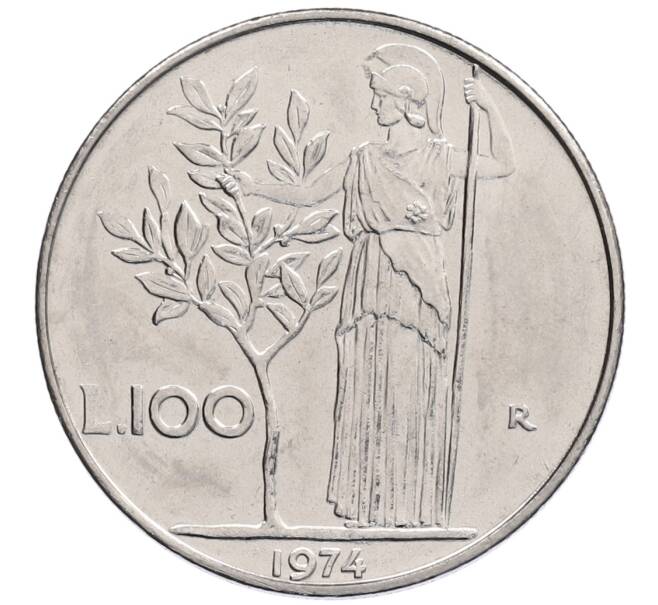 Монета 100 лир 1974 года Италия (Артикул: K12-55512) — Фото №1