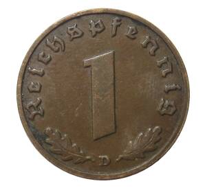 1 рейхспфенниг 1938 года D Германия — Фото №2