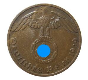 1 рейхспфенниг 1939 года F Германия — Фото №1