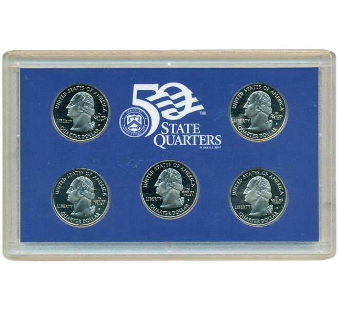 Годовой набор из 5 монет 1/4 доллара (25 центов) 2004 года S США «Штаты и территории» (Артикул: K12-56310) — Фото №2