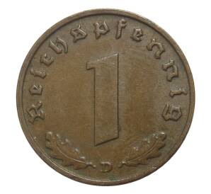 1 рейхспфенниг 1939 года D Германия — Фото №2