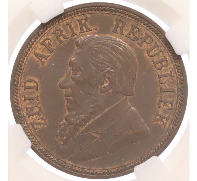 Монета 1 пенни 1892 года Южно-Африканская республика (Трансвааль) в слабе ННР (MS64BN) (Артикул: M2-83596) — Фото №2