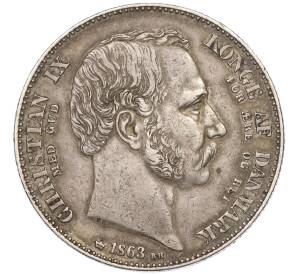 2 ригсдалера 1863 года Дания «Смерть Фредерика VII и вступление на престол Кристиана IX» — Фото №2