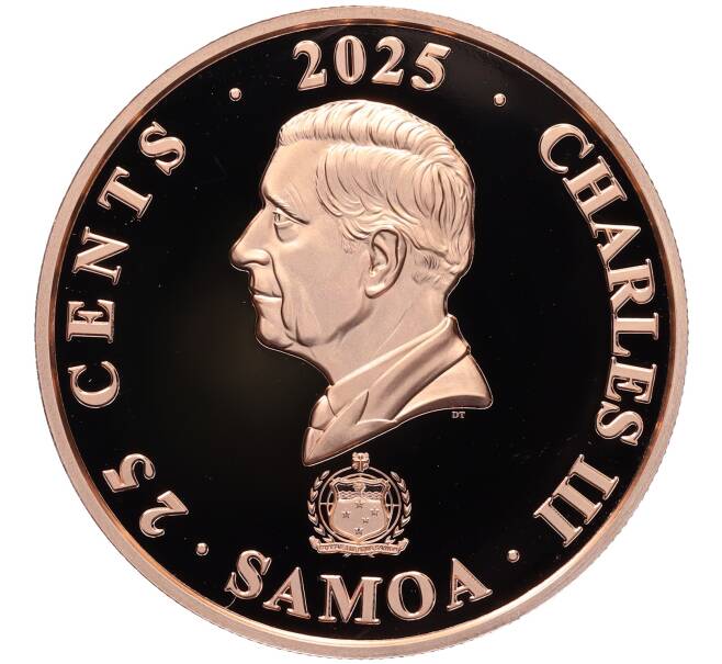 Монета 25 центов 2025 года Самоа «Четыре хранителя (символы на карнизной плитке) — Черная черепаха Севера» (Артикул: M2-85154) — Фото №2