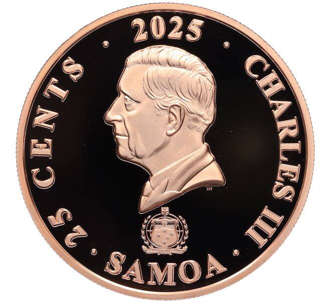 Монета 25 центов 2025 года Самоа «Четыре хранителя (символы на карнизной плитке) — Лазурный дракон Востока» (Артикул: M2-85155) — Фото №2