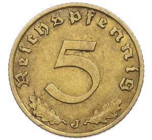 5 рейхспфеннигов 1939 года J Германия — Фото №2