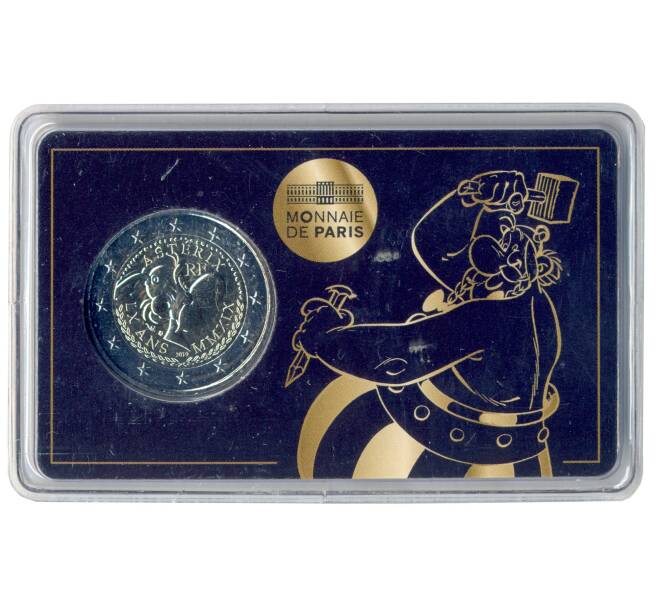 Монета 2 евро 2019 года Франция — 60 лет Астериксу в подарочном блистере (Обеликс на блистере) (Артикул M2-31411)