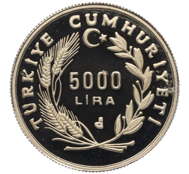 Монета 5000 лир 1992 года Турция «500 лет мира и гармонии — турецкие евреи» (Артикул: M2-85377) — Фото №2