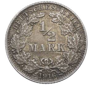 1/2 марки 1916 года J Германия — Фото №1