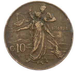 10 чентезимо 1911 года Италия «50 лет Королевству» — Фото №1