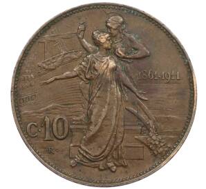 10 чентезимо 1911 года Италия «50 лет Королевству» — Фото №1