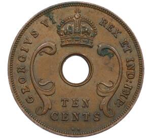 10 центов 1937 года KN Британская Восточная Африка — Фото №2