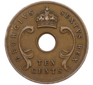 10 центов 1952 года Британская Восточная Африка — Фото №2