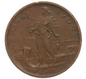 1 чентезимо 1909 года Италия — Фото №1