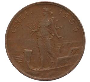 1 чентезимо 1909 года Италия — Фото №1