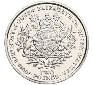 2 фунта 2000 года Южная Георгия и Южные Сэндвичевы острова «100 лет со дня рождения Королевы-Матери» — Фото №1