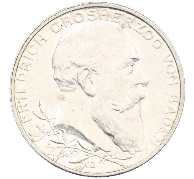 Монета 2 марки 1902 года Германия (Баден) «50 лет правлению Фридриха I» (Артикул: M2-86269) — Фото №1