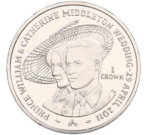 1 крона 2011 года Остров Мэн «Свадьба Принца Уильяма и Кэтрин Миддлтон» — Фото №1
